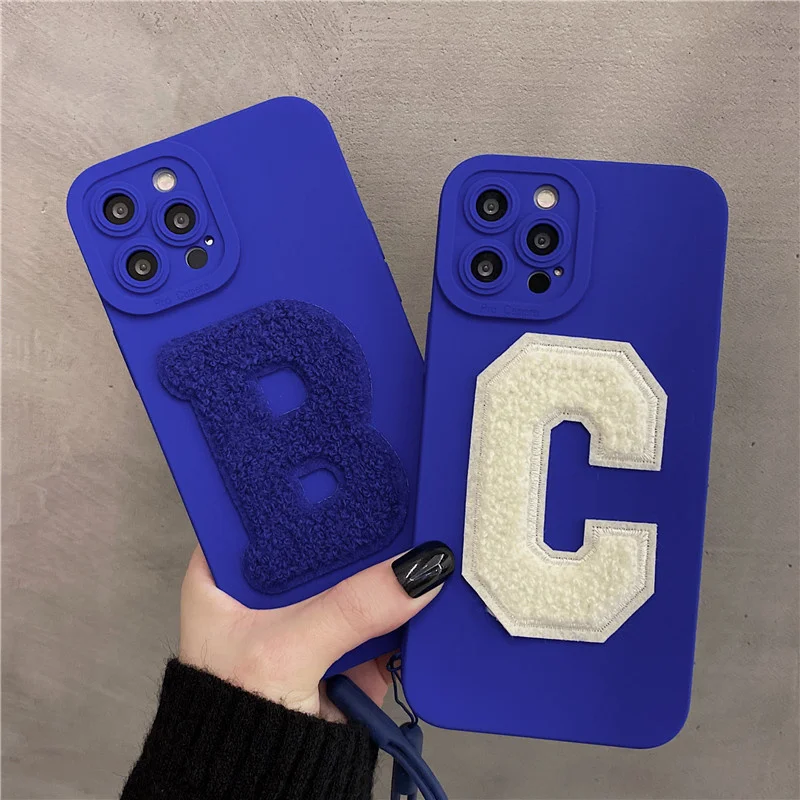 

Number B C TPU Soft Phone Case for iphone 13 12 11 mini XR X XS 8 7 6 plus Se2020 Cute Back Blue Covers