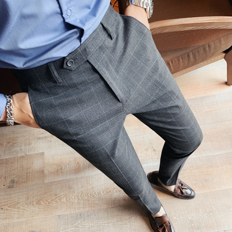 

Spring and Summer Men's British Business Office Casual Suit Pants Stretch Slim Trousers Male Korean Fashion Trend Wedding Dress