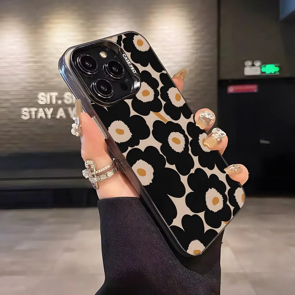 Flower U-Unikko Phone Case Matte Colored Silver For Iphone 16 15 14 Pro 13 12 Plus 11 7 8 X Cover