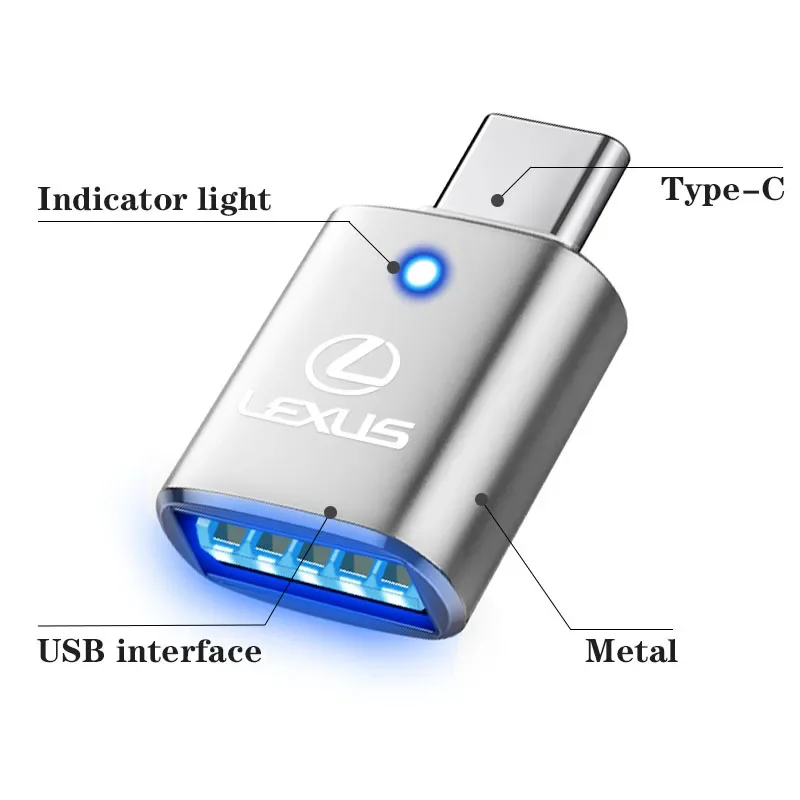 Фото Адаптер-коннектор OTG Type-C (штекер) - USB (гнездо) для Lexus F SPORT GX460, CT200h, IS250, ES 220D, IS200 Fsport, GS №1
