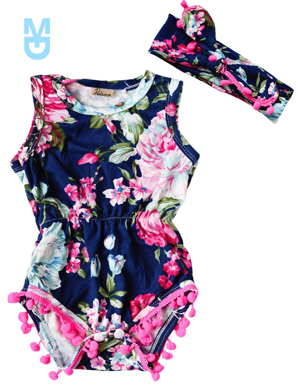 

New Citgeett Summer Baby Girl Pretty Flower Tassel Romper Child Rosy Baby Girl baby floral romper baby girl jumpsuit outfits