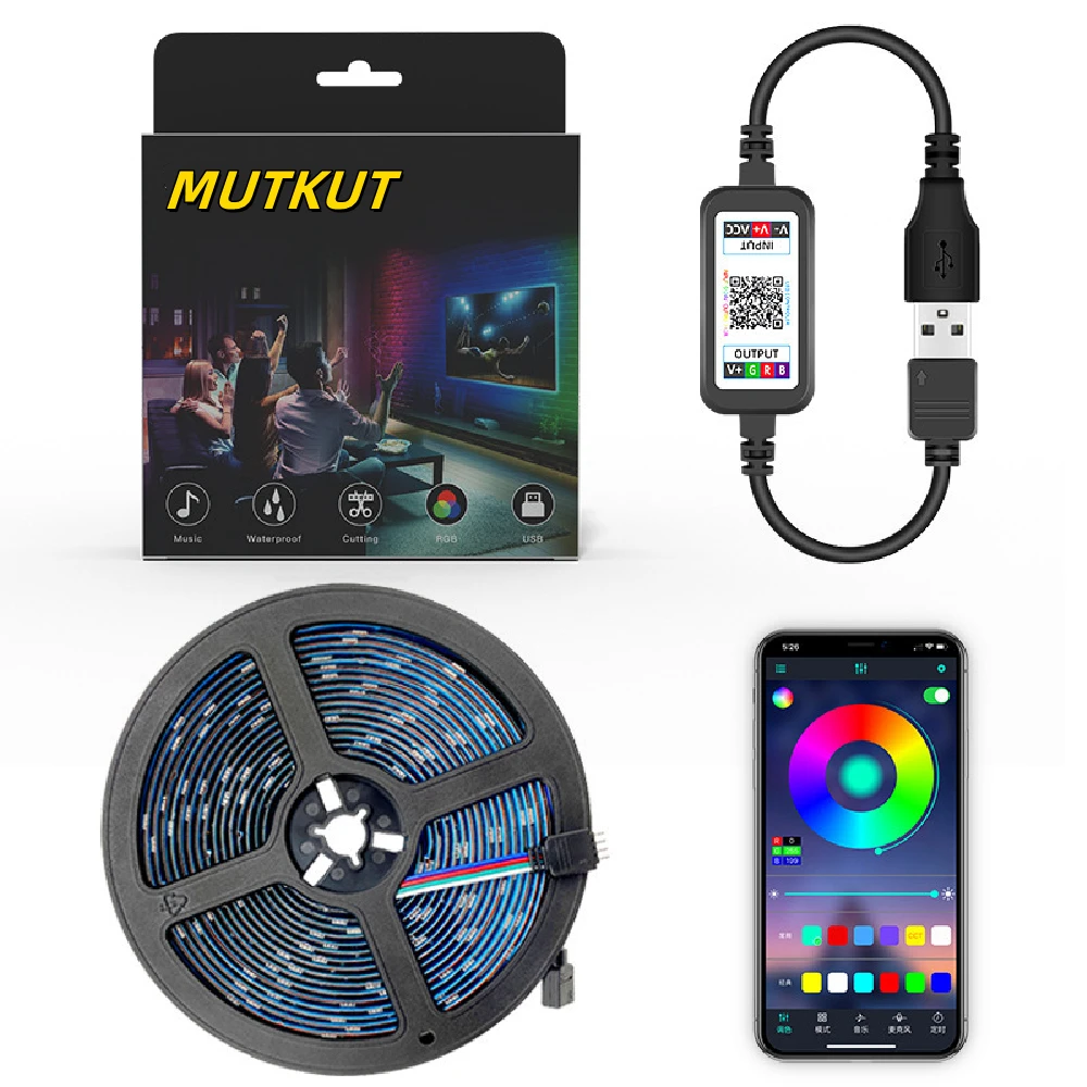 

RGB-лента Светодиодная гибкая с поддержкой Bluetooth, 5 м, 5 В