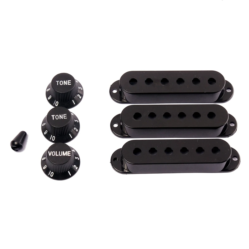 

3Pcs Durable Guitar Pickup Cover Volume Tone Knobs Switch Tip Parts SetBlack