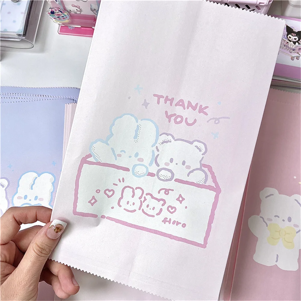 Korean Ins Style Cute Bear Gift Packaging Bag Bread Food Paper Bag Sundries Home Storage Organizer Jewelry Makeup Cosmetics 2023