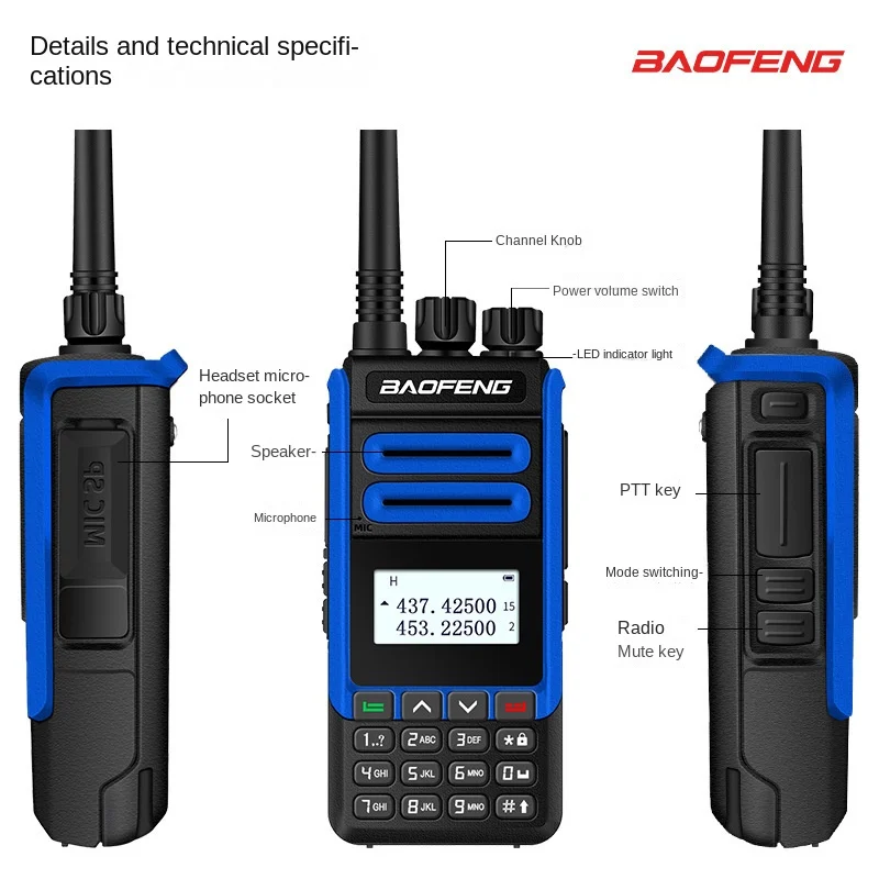 baofeng bf h7 high power 10w foreign trade walkie talkie uv two segment factory self operated wholesale agent free global shipping