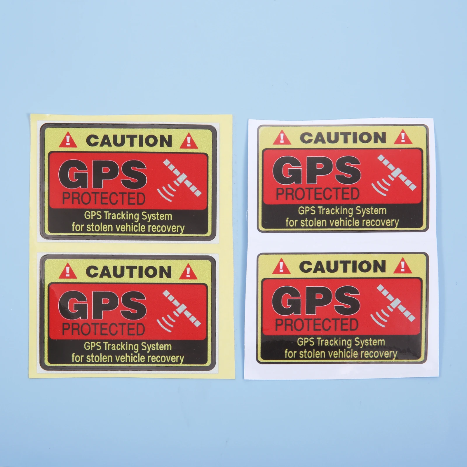 

4pcs Car Sticker "CAUTION GPS PROTECTED Tracking System" Sign 7cmx4.7cm Reflective/No-reflective PVC Alarm Decal Auto RV Bike