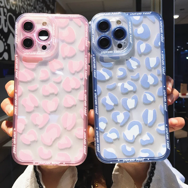 Цветной мягкий чехол с леопардовым принтом подходит для iPhone совместим моделями 13