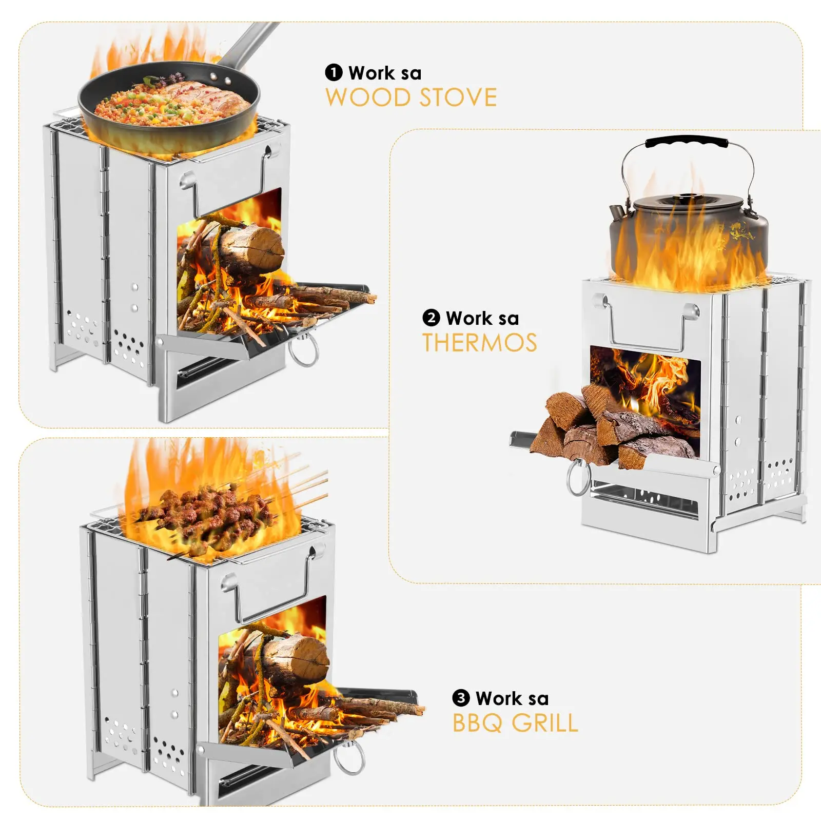 Фабричная Портативная Складная древесная пеллетная печь для кемпинга без дыма