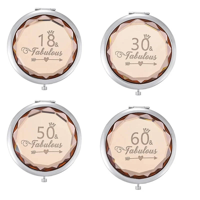 

Customize 18 30 50 60 & Fabulous Compact Makeup Mirror 18th 30th 50th 60th happy Birthday Gift present for Sister Friend mom