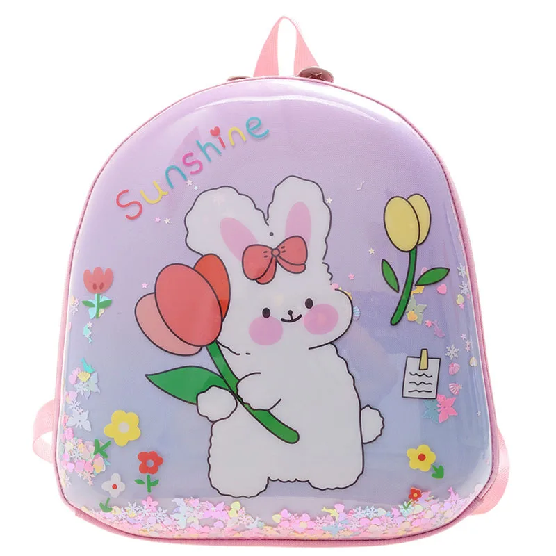 New Korean Fashion Girls Schoolbags Cute Rabbit Children Small Backpacks Eggshell Quicksand Cartoon Backpack In Kindergarten Hot
