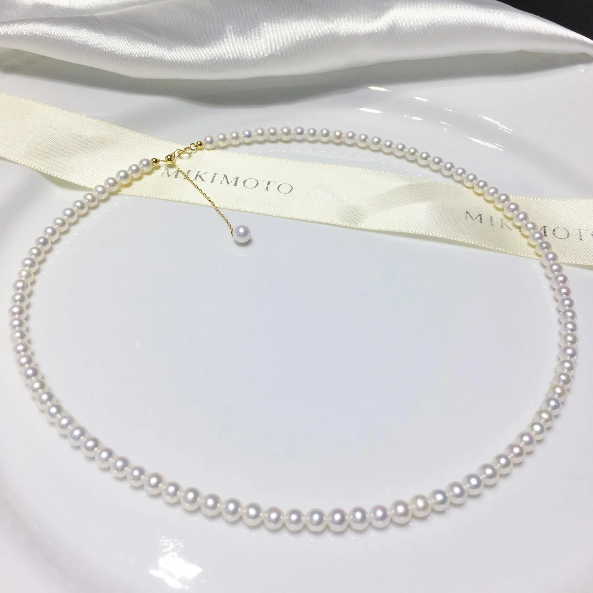 Ожерелье из детского жемчуга 4-5 мм золото 18 карат/серебро Akoya ожерелье