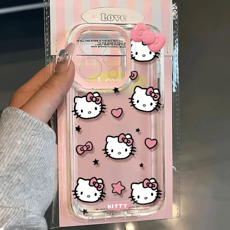 Чехол для телефона Sanrio Hello Kitty Love Face с розовым бантом для ...