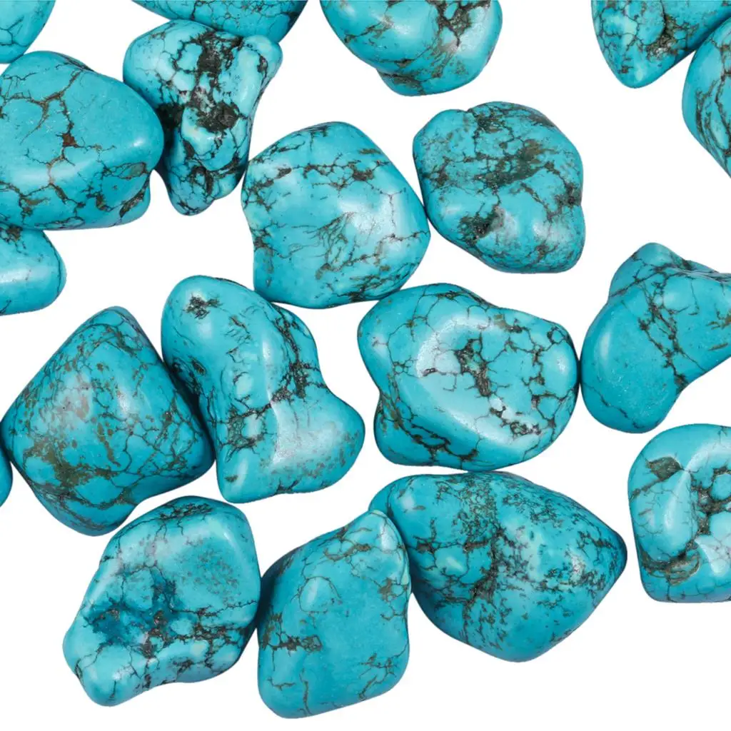 0.5 lb Green Howlite Turquoise Tumbled Stone Polished Stones For Jewelry Making Irregular Reiki Wicca Stone(About 9-15 Pieces)