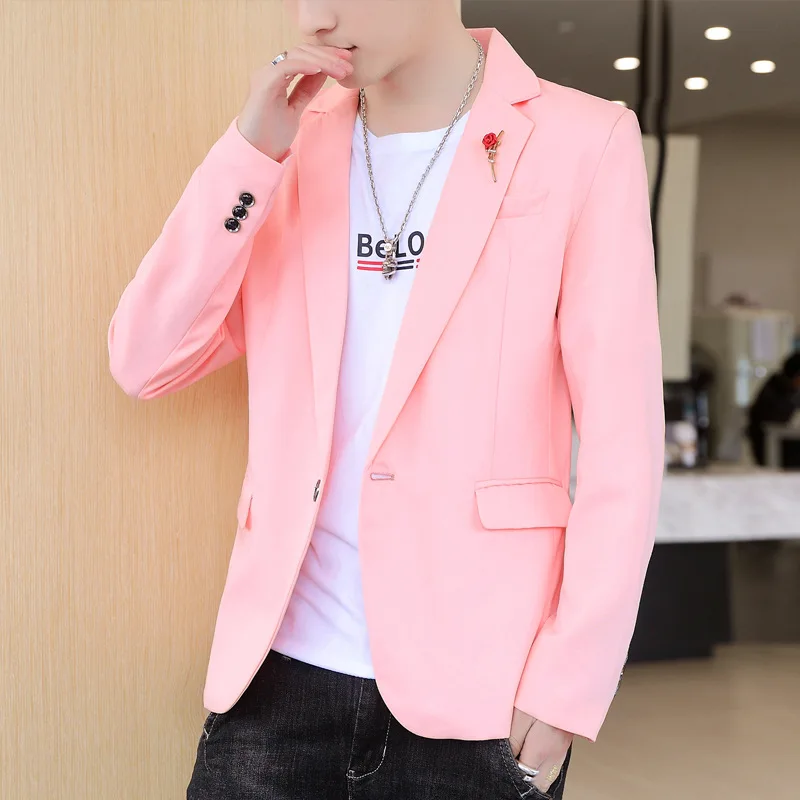 

HOO 2023 Men's Autumn Slim Solid Color Short Leisure blazers