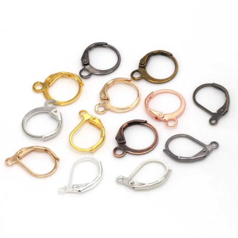 

50pcs 10x16mm 13x15mm Gold France Lever Earring Hooks Wire Settings Base Earrings Hoops For Jewelry Making Finding Supplies