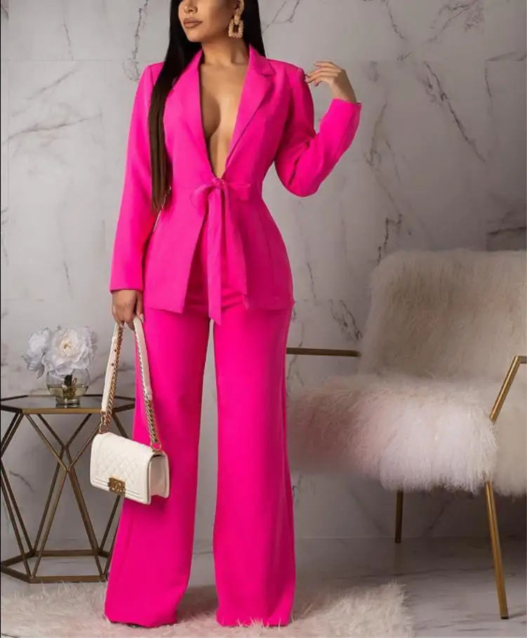 

New Spring Lady Suit Waist Tie Small Suit Fashion Casual Professional Women Two-piece Suit Suit Women Blazer Set Womens Suit