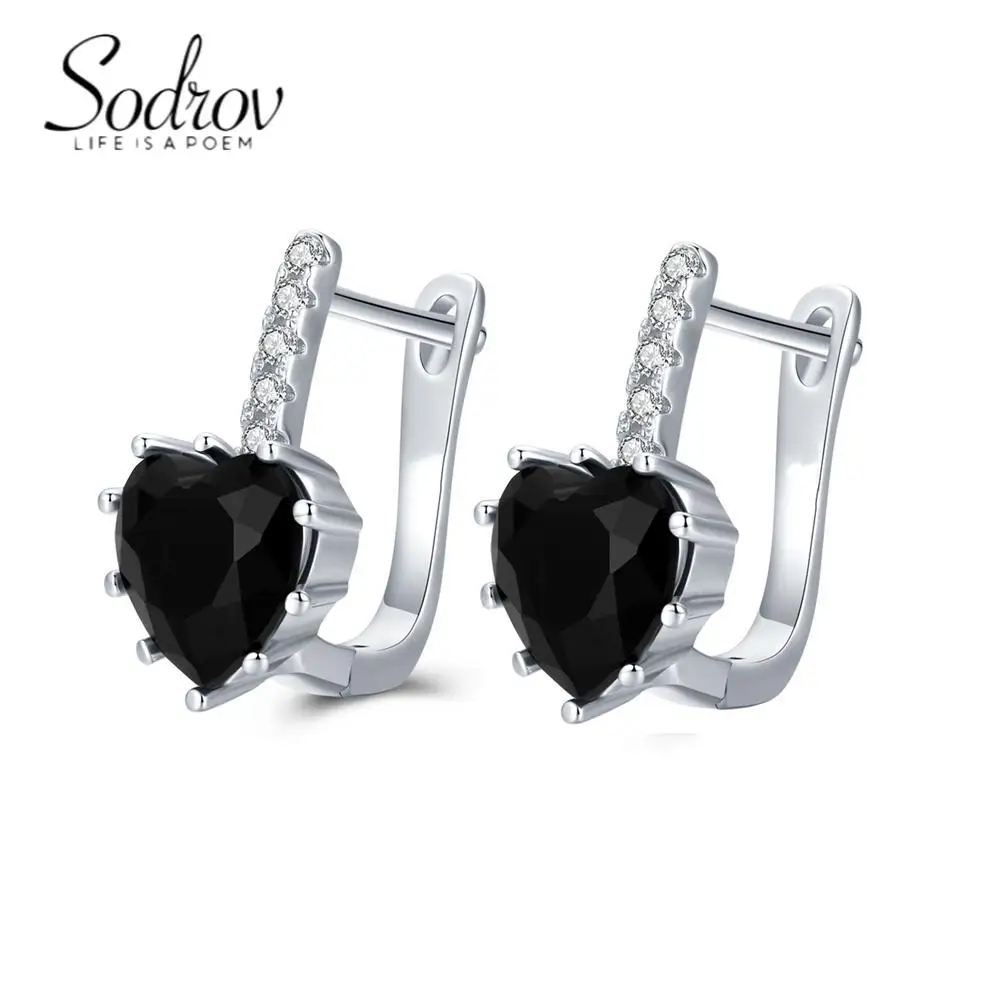 

SODROV Black Heart Stone Women's Hoop Earrings Jewelry 2023 Trend Earing Gothic Wholesale Accessories Earring for Women