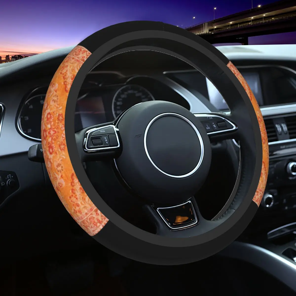 

37-38 Car Steering Wheel Cover Orange Bohemian Berber Traditional Moroccan Style Anti-slip Auto Decoration Auto Accessories