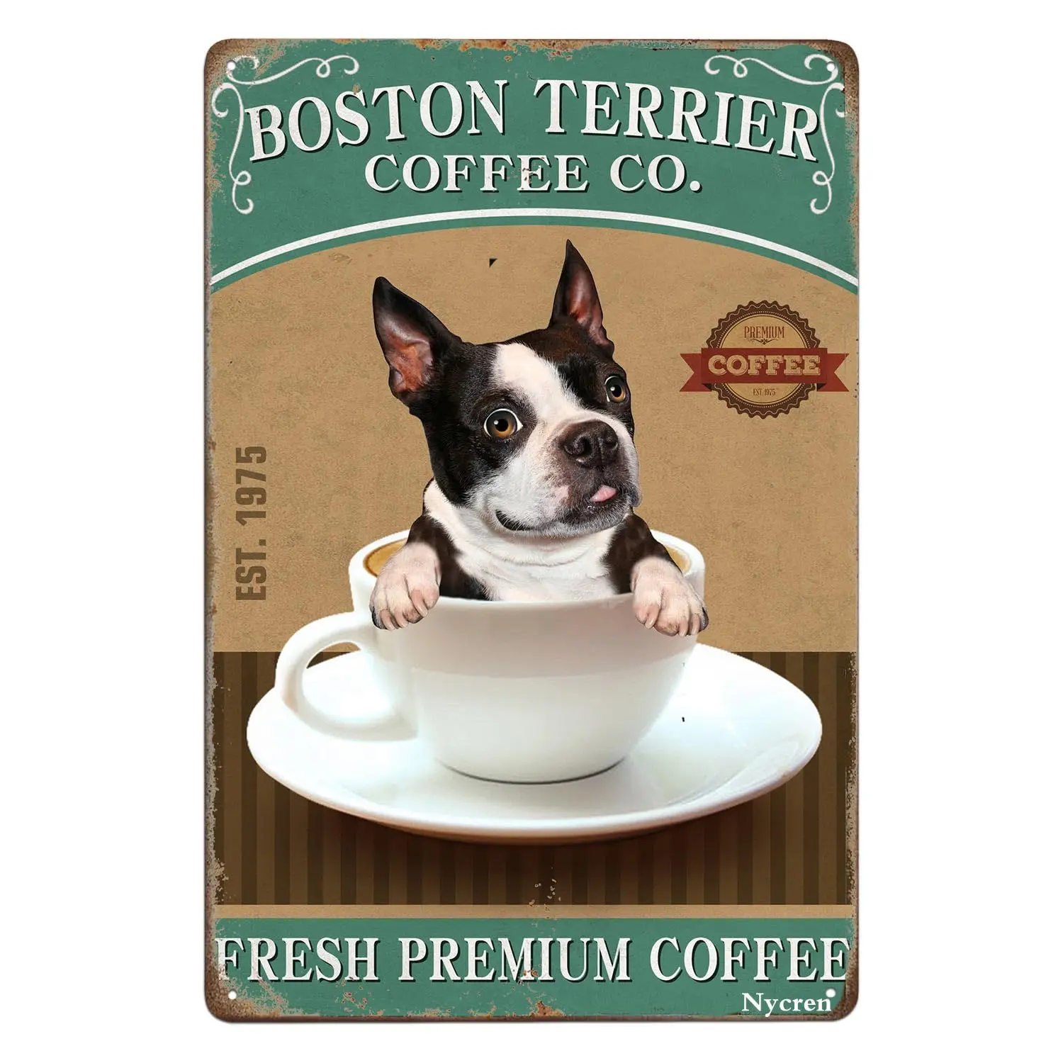 Жестяная вывеска Boston Terrier в виде собаки кофе металлический знак премиум-класса