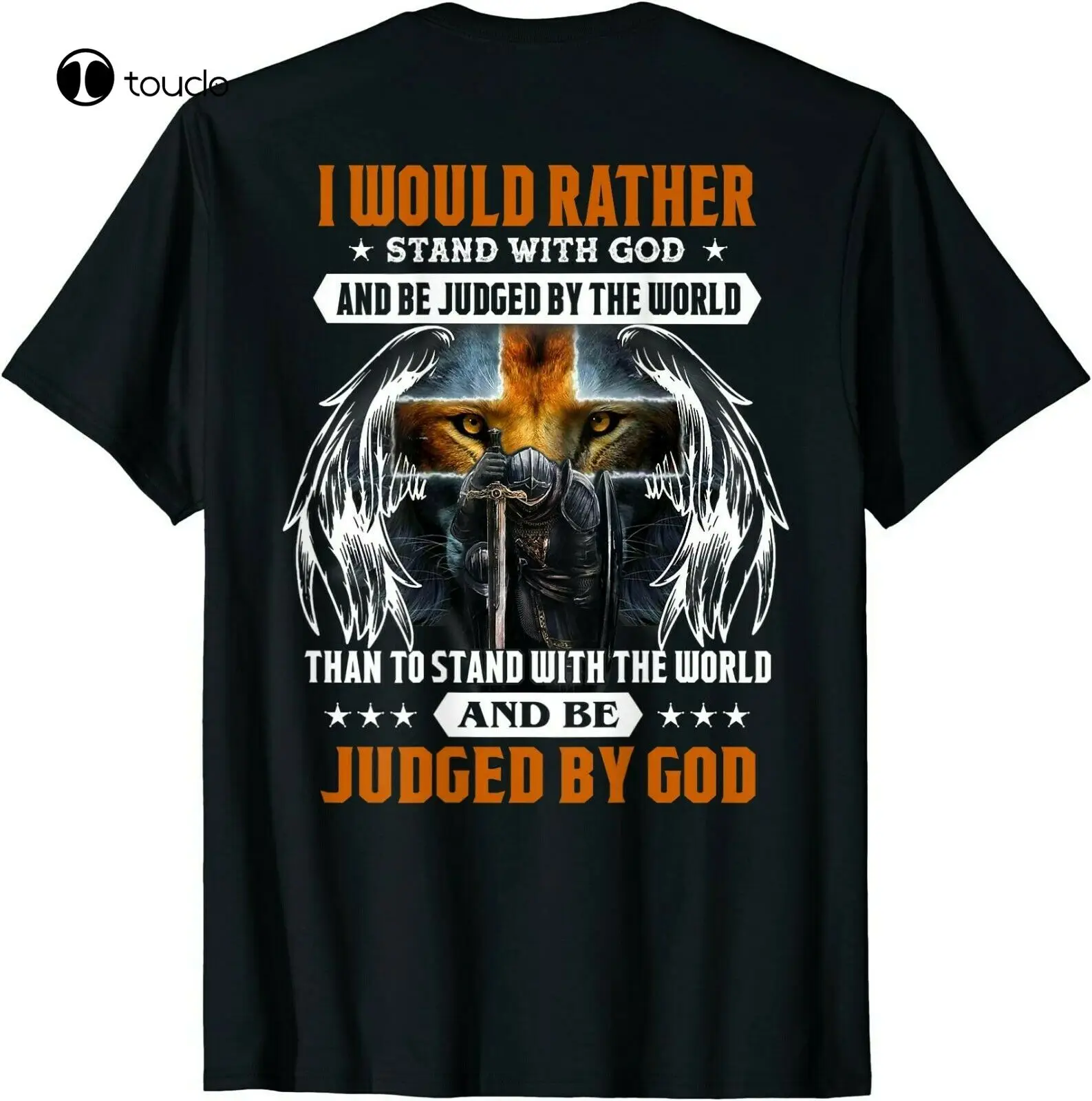 

Jesus Christ Lion Cross Knight Quote Saying For Christian T-Shirt