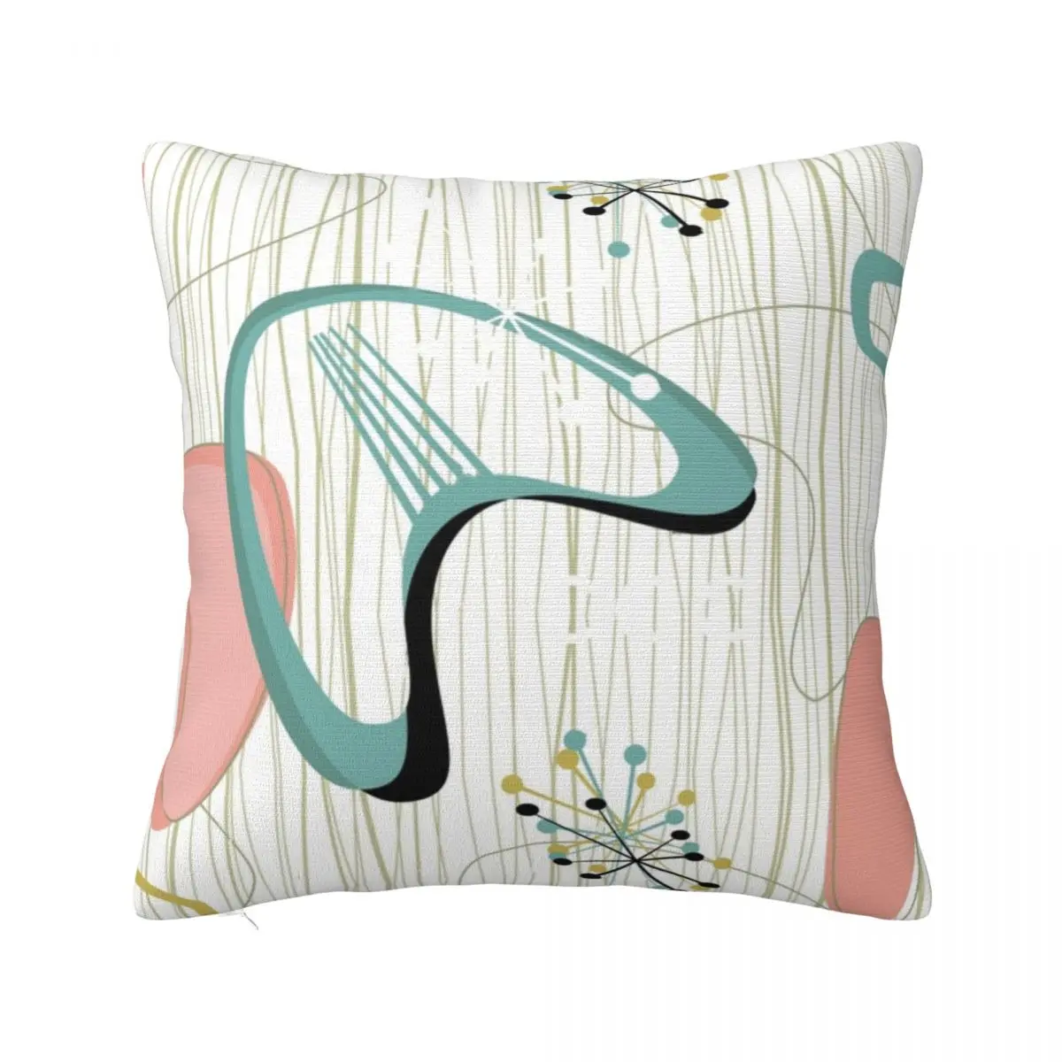 Retro Eames-Era Atomic Pillowcase Soft Polyester Cushion Cover Decoration Pillow Case Cover Home Square 45X45cm