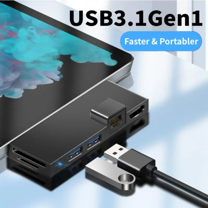 

NEW 6 In 1 USB-C Hub Docking Station USB3.1 4K HDMI-compatible Adapter SD/TF Card Reader RJ45 100M Network Converter For Surface