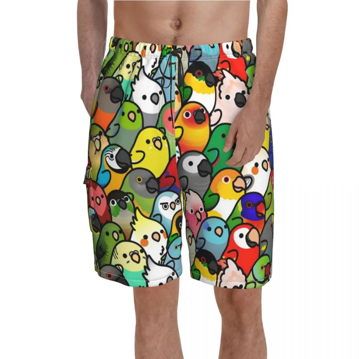 

Parrot Board Shorts High Quality Everybirdy Pattern Custom Board Short Pants Men's Elastic Waist Comfortable Swim Trunks