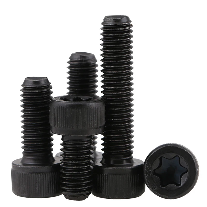 

2/5PCS M3 M5 M6 M8 M10 Grade 12.9 Carbon Steel Black Hex Socket Cap Cheese Head Torx Screw Six Lobe Security Hex Head Screw Bolt