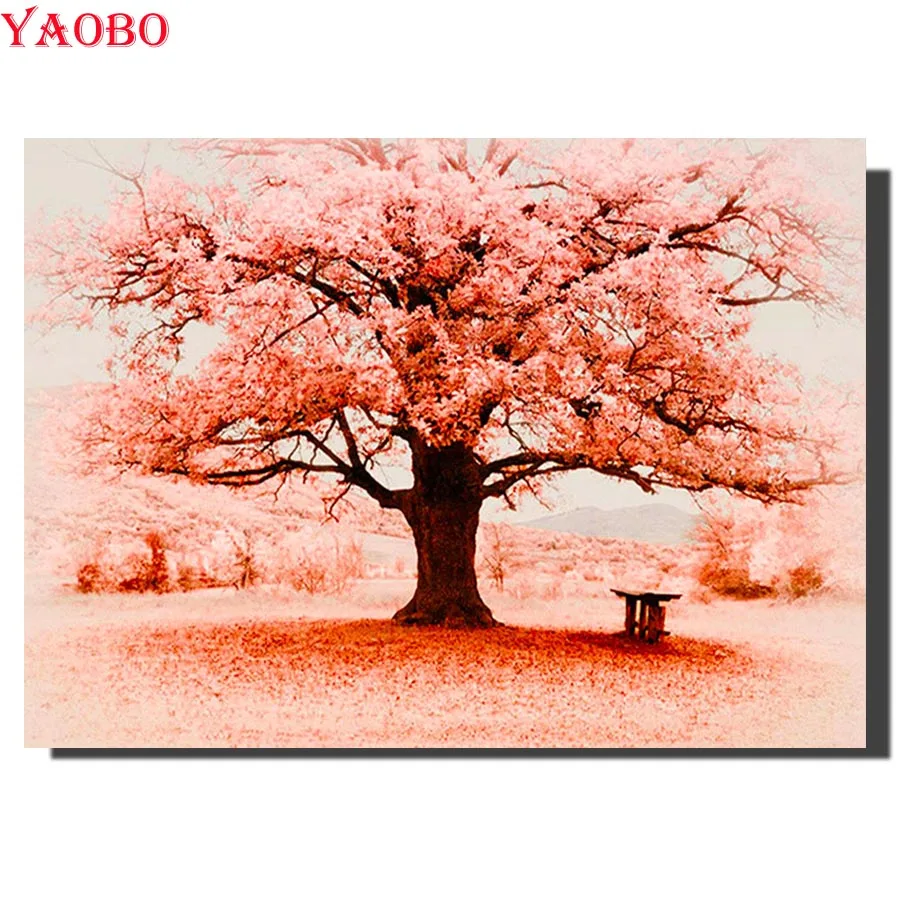 

Full Round diamond mosaic 5d cross stitch Cherry blossom flowers forest spring scenery diamond painting sale,wall decor,