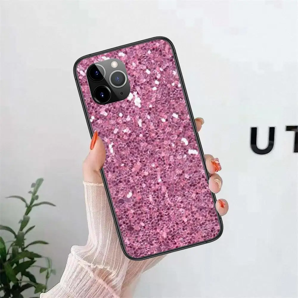 Going Cheap Enjoy Silver Pink Glitter Art 2022 для iPhone 13 12 11 Pro Max 6X8 6S 7 Plus XS XR Mini 5S SE P 6P Black Hoesjes |