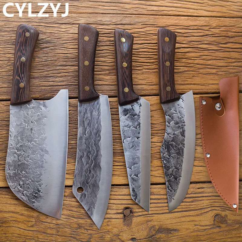 Кованый шеф-нож 1-9 шт. в комплекте кухонные ножи охотничьи косточки сербский