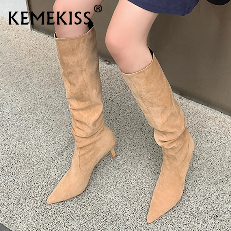 

KemeKiss New Arrivals Women High Heel Boots Thin Heel Sexy Winter Woman Shoes Fashion Party Knee Boots Women Footwear Size 34-39