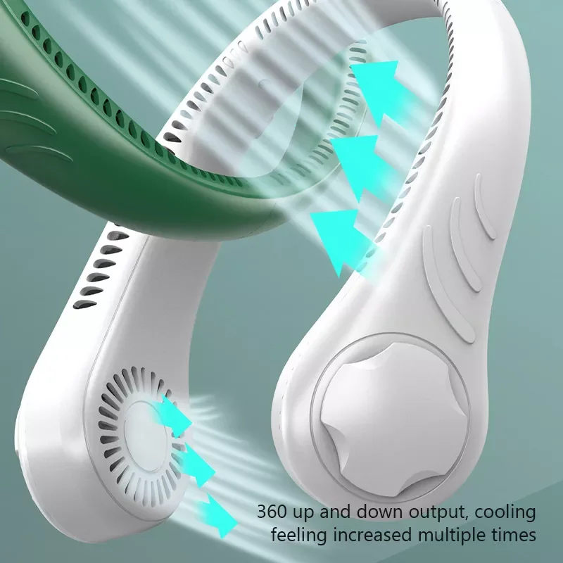 

NEW2023 Portable Neck-mounted Fan USB Rechargeable Mini Lazy Neck Bladeless Cooler Wearable Neckband Cooling Fan for Home Office