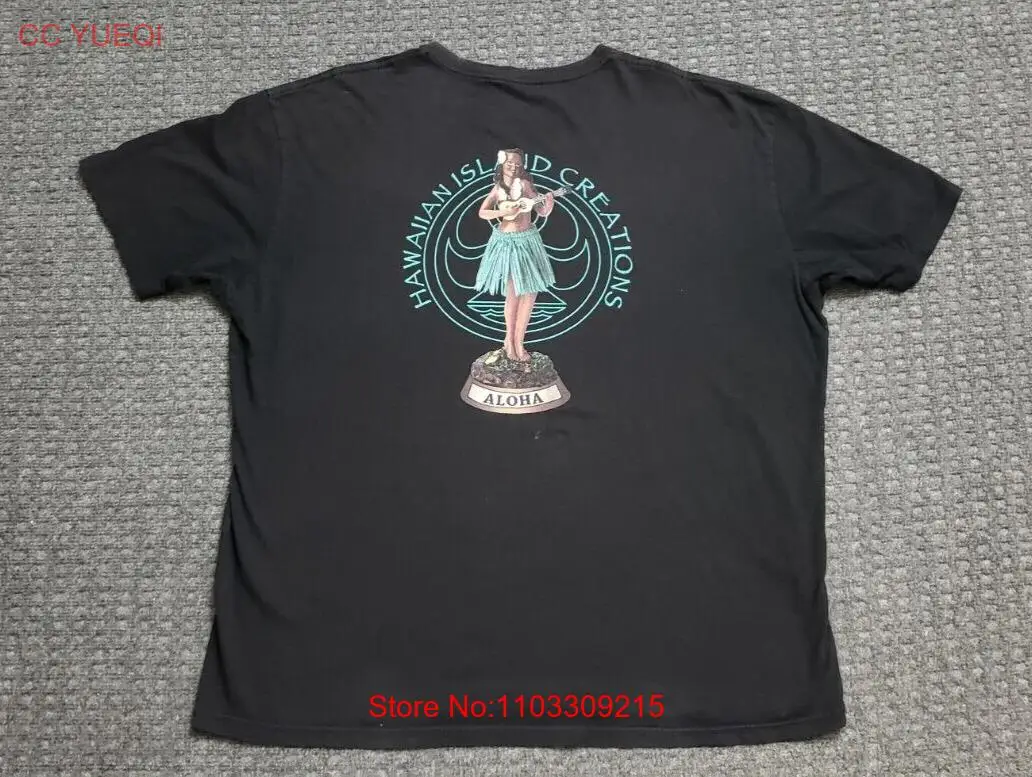Гавайский остров креативная Мужская Черная Футболка 2XL хула укулеле для девочек