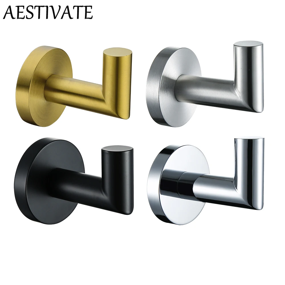 

Bathroom Hardware Accessories Wall Robe Towel Hook Hanger Rack Stainless Steel Bathroom Bedroom Kitchen Office Organizer
