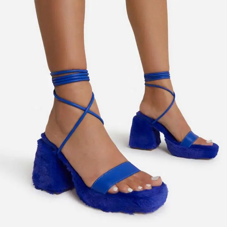 

Женские сексуальные босоножки, женская обувь с открытым носком на толстом высоком каблуке, модная обувь большого размера, обувь 2022, летняя о...