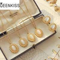 qeenkiss js801 fine wholesale fashion party birthday wedding gift cat eye titanium stainless steel necklaceearrings jewelry set