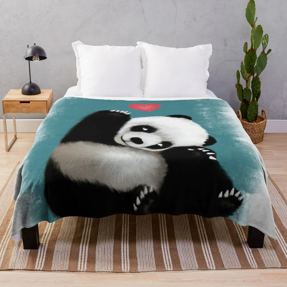 

Panda Love (Blue) Throw Blanket brand blankets blanket fluffy Blanket fleece