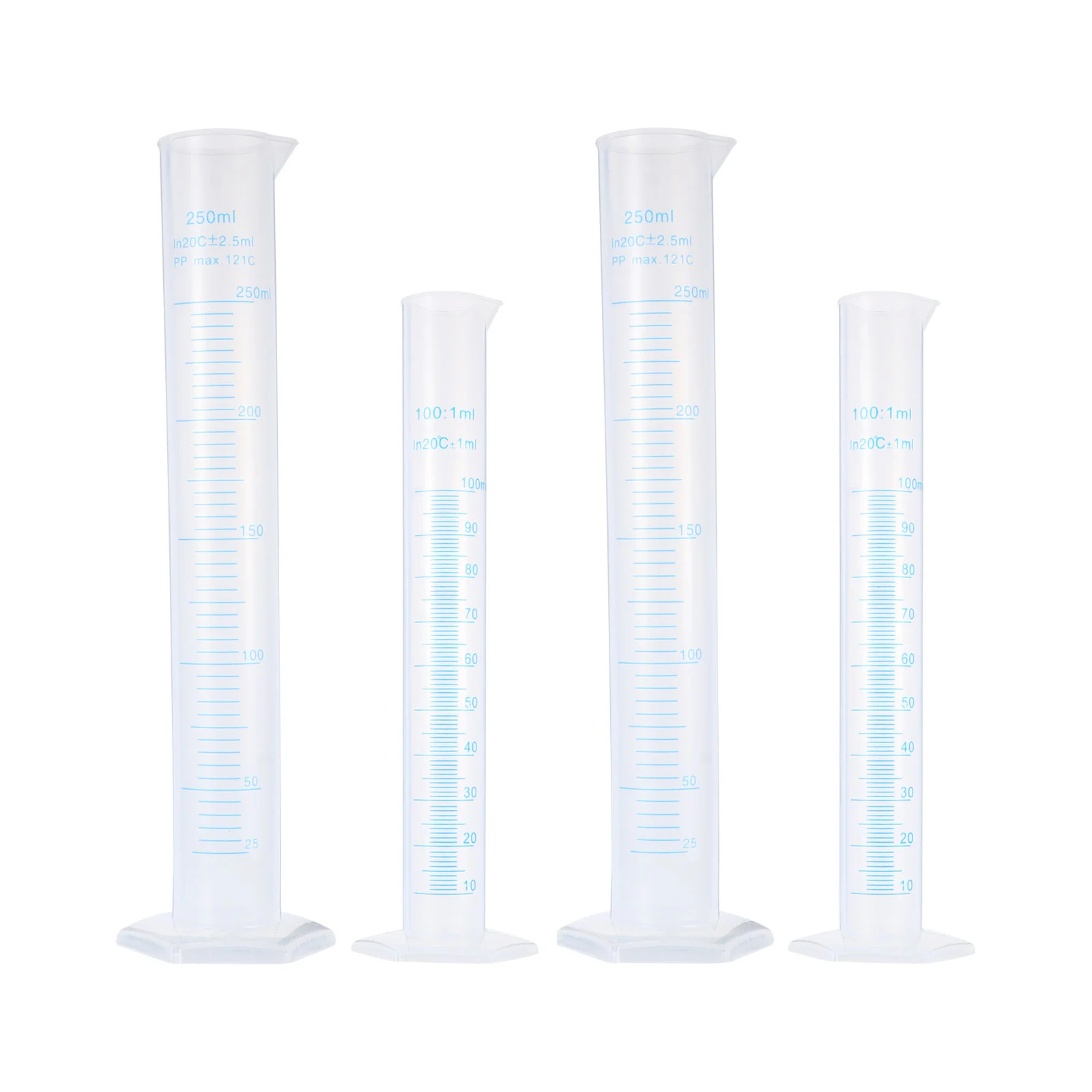 

4 Pcs Pp Plastic Measuring Cylinder Transparent Test Tube School Liquid Cups Labs Flask Graduated
