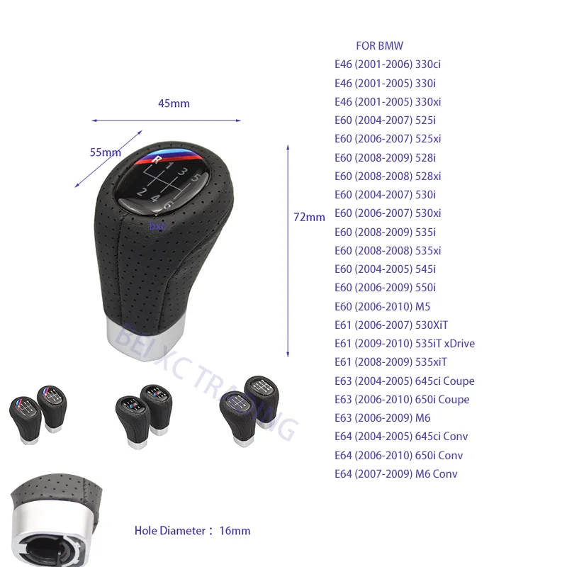5/6 Speed Gear Knob Shift Head Gear Stick Handball Shifter Level for BMW 1 3 5 6 Series E30 E36 E39 E46 E60 E87 E90 images - 6