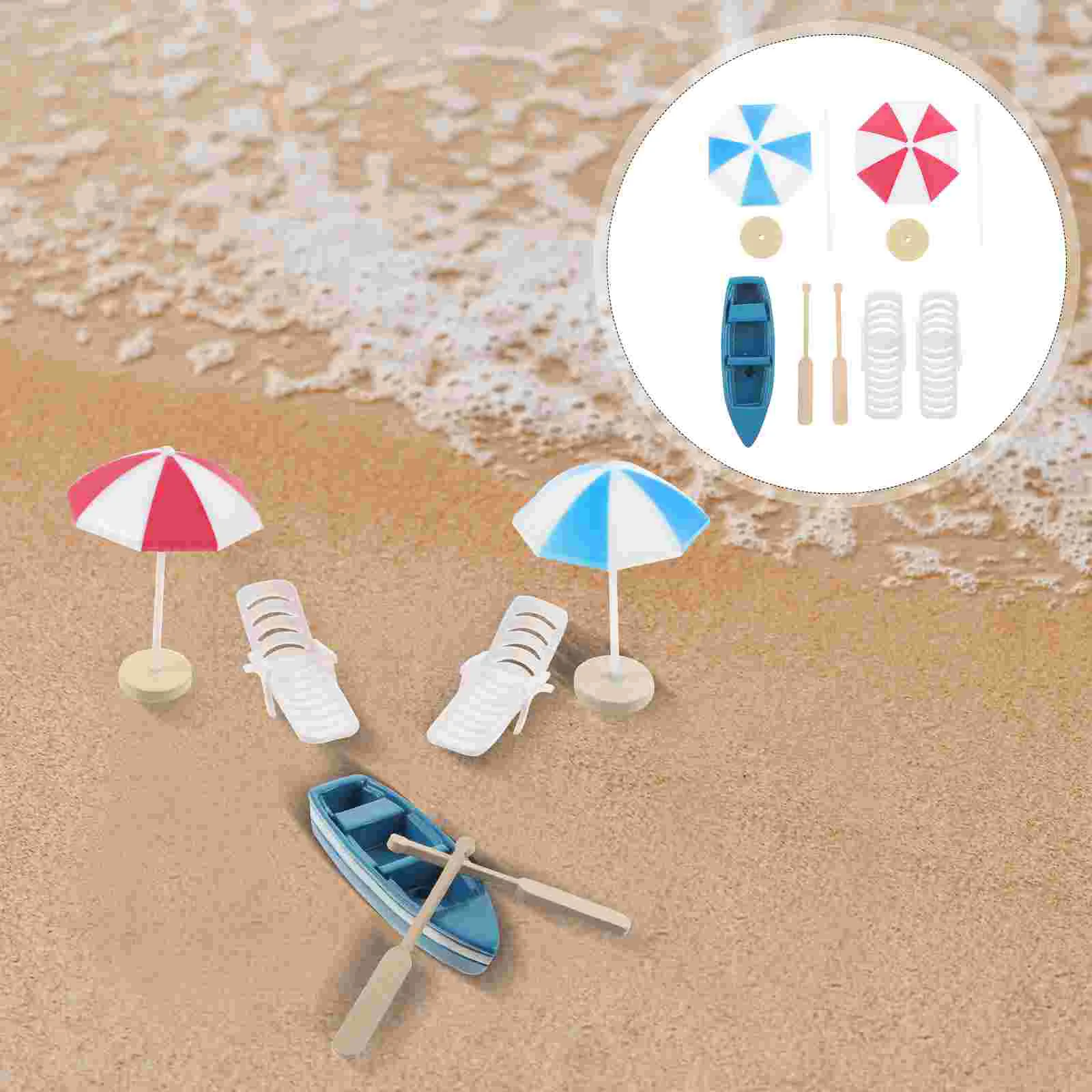 

Beach Boat Miniature Mini Aquarium Decor Chair Figurinesornament Decoration Decorations Accessories Umbrella Cake Tank Ornaments