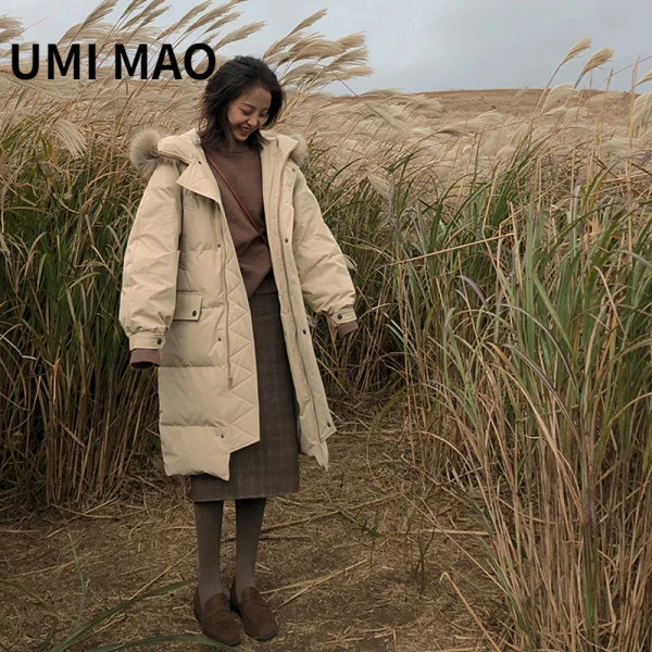 

UMI MAO Harajuku Women Winter New Down Jacket Female Large Fur Collar Design Niche Korean Popular Cotton Clothing Femme