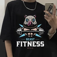 harajuku demon slayer mens tshirt summer unisex short sleeve t shirt anime funny print beast fitness hashibira inosuke t shirts