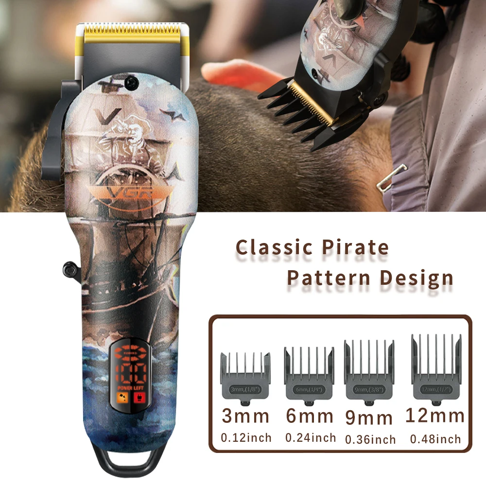 

VGR Professional Hair Clipper Hair Cutting Machine Rechargeable Hair Trimmer for Men Shaver Barber Accessories Cut Machin Beard