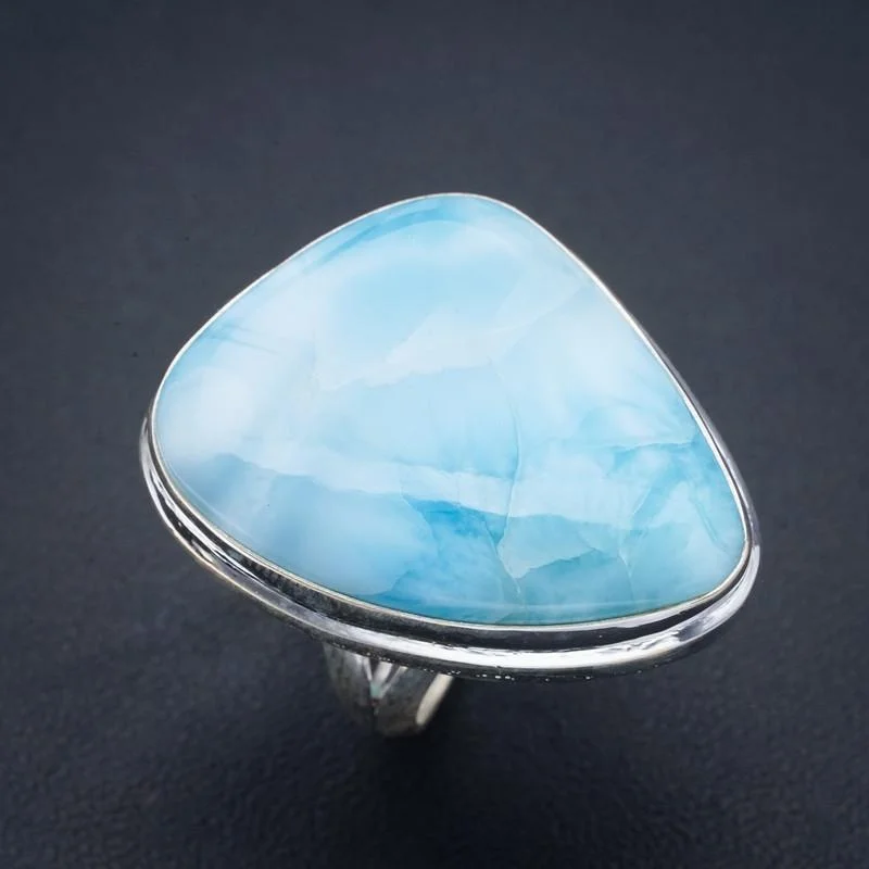 

StarGems Natural Larimar Handmade 925 Sterling Silver Ring 10 F0210