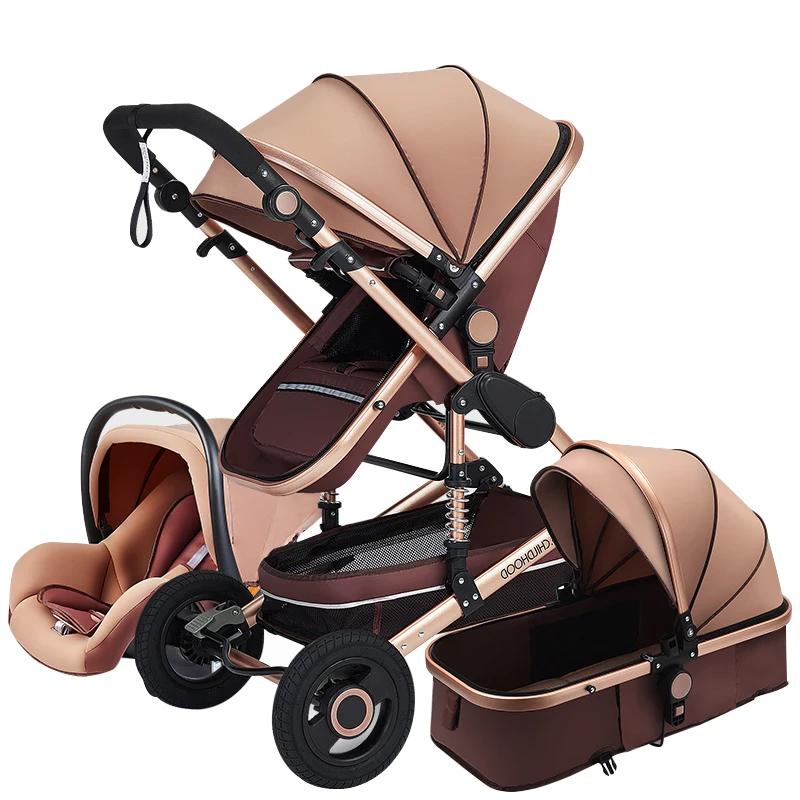 

High Landscape Baby Stroller 3 in 1 With Car Seat Pink Stroller Luxury Travel Pram Car seat and Stroller Baby Carrier Pushchair