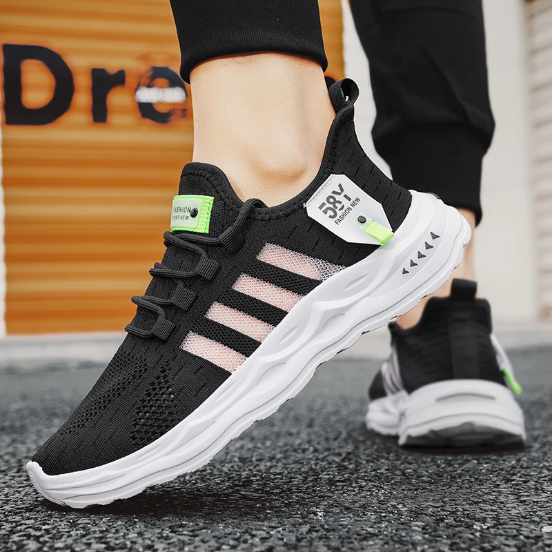 Мужские вязаные кроссовки дышащие сетчатые Повседневная Уличная обувь плоская