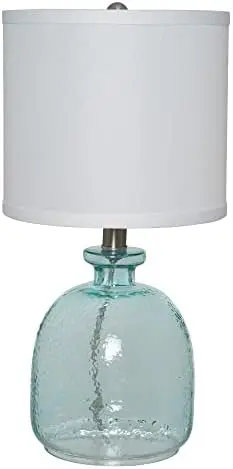 

20687-000 Textured Ocean Blue Glass Table Lamp, 18.25"H Bunny Desk lamps Lamp for desk Rice paper lamp Mushroom Chandelier light