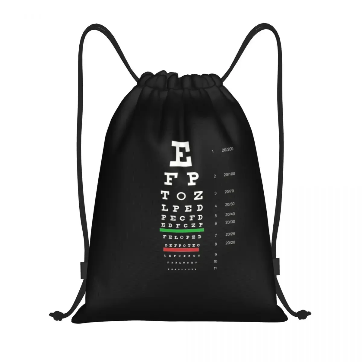 

Snellen Eye Chart Drawstring Backpack Women Men Gym Sport Sackpack Foldable Optometrist Optician Shopping Bag Sack