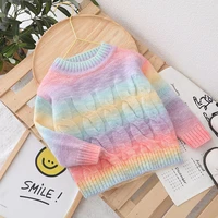 girls baby spring autumn winter rainbow sweater 2022 new korean version of the foreign style childrens season knitted pullover